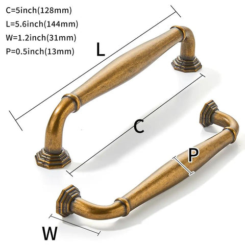 Two Pack 5 Inch Antique Brass Cabinet Pulls Vintage Solid Hardware For Cupboard Doors And Drawer Pulls Dresser Handles