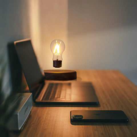 Levitating Bulb Lamp With Magnetic Floating LED Light That Revolves Seamlessly 360 Degrees A Quiet Hovering Desk Light For Home Office Decor And A Dope Gift Idea For Tech Lovers And Office Nerds Alike