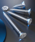 700 Piece 304 Stainless Steel Self Tapping Screws Flat Head Wood And Metal Fasteners Size 6X5X8 Inch Rust Proof Heavy Duty Hardware Bulk Pack on a dark surface.