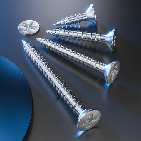 700 Piece 304 Stainless Steel Self Tapping Screws Flat Head Wood And Metal Fasteners Size 6X5X8 Inch Rust Proof Heavy Duty Hardware Bulk Pack on a dark surface.