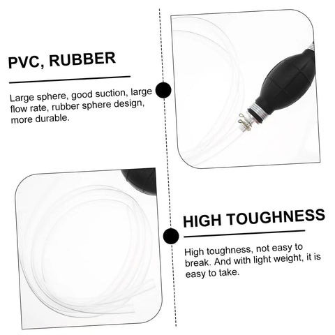 Manual Transfer Pump With One Way Siphon For Gas, Oil, Water And Fish Tank Liquids, Corrosion Resistant PVC Hand Pump, No Backflow, Easy Grab And Go Siphon For Cars, Motorcycles And Lawn Equipment, PVC and rubber hand pump with clear hose