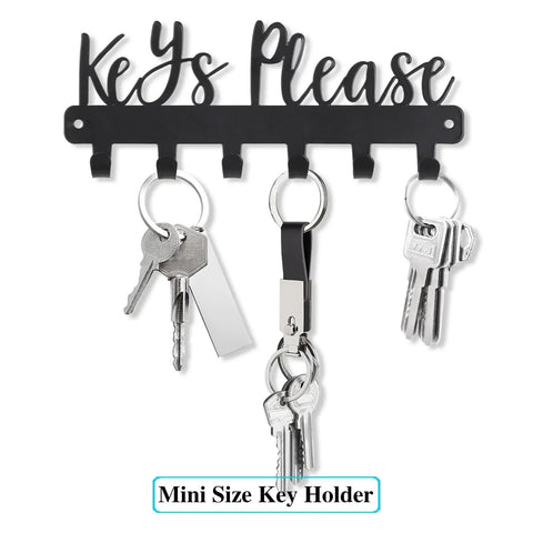 Keys Please Wall Mounted Mini Key Holder Iron Black Decor Rack With Six Hooks For Home Garage Mudroom Hallway Entryway Front Door Office Easy Access Organization Solutions Easy Peasy