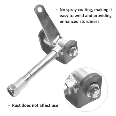 Close-up of Go Kart Steering Spindle Bracket Kit with 5/8 inch axle, showing metal construction and rust-resistant finish.