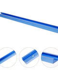 Multifunctional Aluminum T Track Slot Guide for Woodworking, blue rail with detailed close-ups of slot, material, and screw hole