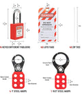 Rugged Lockout Tagout Station Kit With 61 Piece LOTO Set Including 14 Safety Locks 6 Hasps And 40 Do Not Operate Tags shown