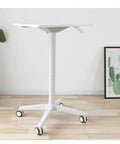 High Profile Rolling Laptop Cart And Adjustable Standing Desk With Portable Side Table For Bed Sofa Reading Spots Home Office Setups Quick Build, white rolling desk with five wheels.