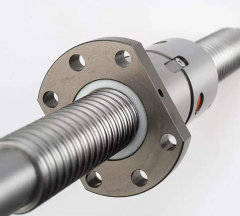 Close-up of 16mm Double Nut Ball Screw DFU1605 RM1605 with 5mm Lead, showing BK BF12 End Machining and Durable Ball Nut Assembly