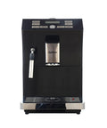 Fully Automatic Espresso Machine With Stainless Steel Cup Warmer And Smart Sensors For Low Water Beans Or Full Grounds Container Customizes Your Go To Drinks Smooth Operator Gear Zero Sweat Operation For Your Daily Grind In Classic Black front view with control panel