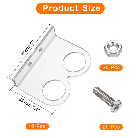 Transparent clear 50x35 mm mounting bracket with screws and nuts for robotics projects. 10 Pack Ultrasonic Sensor Mounting Brackets For Distance Sensor Modules With Screws And Nuts Transparent Clear Mounting Kit For Robotics Projects Accessories.