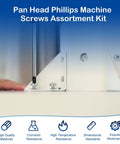 Installation of pan head Phillips machine screws from 390 Pcs M4 Phillips Pan Head Machine Screws With Nuts And Washers 304 Stainless Steel Fully Threaded Set In Sizes 5mm To 20mm Assortment Kit For DIY Fixes And Quick Projects.