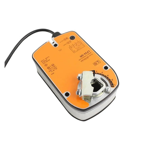 Heavy Duty 24 Volt Rotary Actuator Featuring A Fail Safe Shut Off For Hvac Ventilation Drives With 4 Nm Torque To Run Slick And Keep Your Duct Seals Locked In Tight All Day Long, showing top view with connection details.