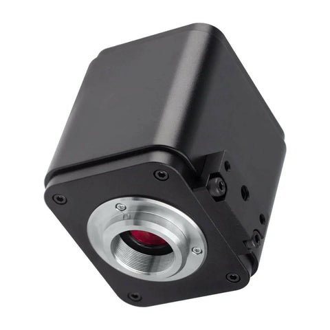 4K 30fps 8MP Microscope Camera With BSI CMOS Sensor, HDMI, LAN And WiFi, C Mount, side view showing compact design
