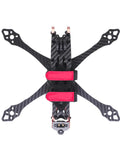LS220 220mm Wheelbase 5 Inch T700 Carbon Fiber Frame Kit top view showing structure and red straps for drones and RC builds
