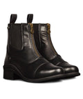 Kids Paddock Boots Front Zip For Easy On Off Lightweight Classic Style Equestrian Footwear Unisex Fit In Black Size 4 Vega Premium Synthetic Leather for Horse Riding.