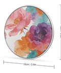 Watercolor Flowers Wireless Charger 10W Fast Charge Pad For Phones Slim Portable On The Go Charging Mat For Travel Home Office Desk Use Lightweight Easy Setup Keeps Your Desk Clean.