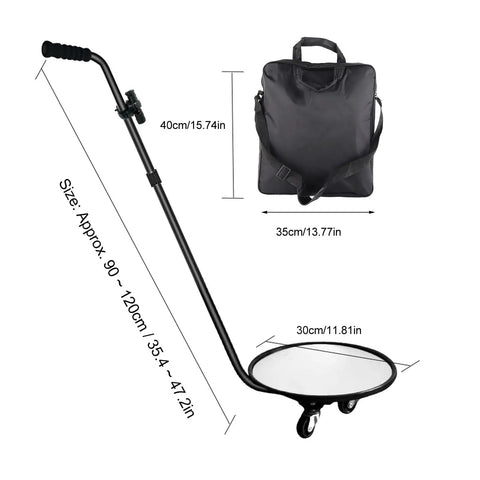 12 Inch Under Vehicle Inspection Mirror With Light Adjustable Angle Telescoping Handle Portable Convex Search Mirror With Carry Bag Magnifying Vehicle Security Tool For Checkpoints Borders Schools And Auto Inspections Must Have