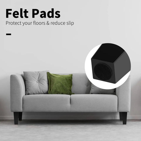 Eight Piece Set Of Solid Wood Square Sofa Legs 6 Inch Replacement Feet For Couch Armchair Bed Dresser Cabinet Black Finish