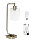 Old School Industrial Lantern Desk Lamp In Rose Gold Finish With Clear Glass Shade Vintage Style Bedside Light For Living Room Or Office Bronze Iron Look Uses 40W Equivalent A19 Bulb Not Included