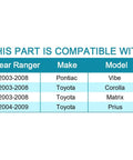 Compatibility chart for Rear Wheel Hub And Bearing Assembly 512217 2 Pack For Pontiac Vibe 2003 To 2008 Toyota Corolla Matrix Prius 2003 To 2009