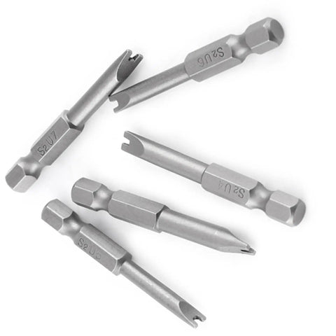 Heavy Duty 1/4 Inch Hex Shank Spanner Screwdriver Bits With Magnetic U Socket Heads U4 U5 U6 U7 U8 set of five S2 steel bits.