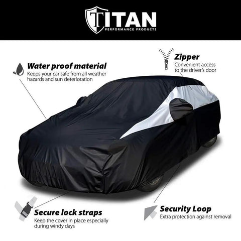 Heavy Duty Waterproof Sedan Car Cover 186 To 202 Inches With Driver Side Zipper UV Protection And Scratch Resistant Inner Coat