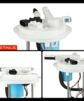 Original Equipment Electric Fuel Pump Module Assembly With Pressure Sensor For Pontiac Solstice 2006 2007 And Saturn Sky, top view with connectors and hoses.