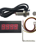 Go To RPM Tachometer Display Kit For Lathe And Conveyor Systems With Hall Proximity Sensor And Magnet, NPN Output, Red 0.56 Inch LED