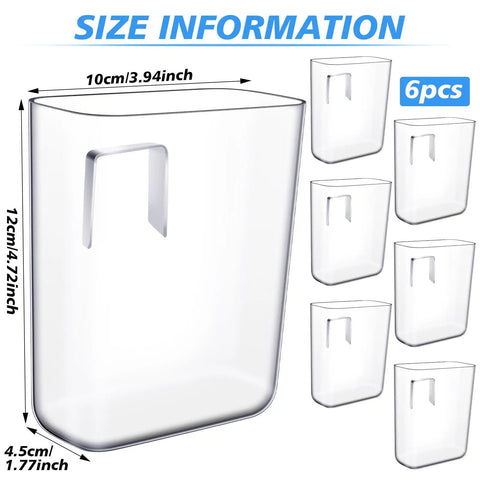 Six Pack Wall Mount Organizer Set Acrylic File Holder Adhesive Cabinet Door Organizer Space Saving Storage Box dimensions