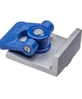 Inline T Track Stop For T-Track System With Low-Profile Knobs, 1.5 x 1.5 inches, aluminum block view, fast workholding accessory