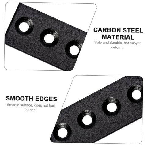 Close-up of Barn Door Track Stopper And Flat Mending Plate Kit showing 4-hole configuration and carbon steel material.