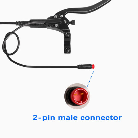 DYISLAND e-bike hydraulic brake lever with hose and red 2-pin connector end.
