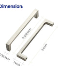 Dimensions of 25 Pack Solid 5 Inch Square Kitchen Cabinet Handles in Brushed Nickel with 5-Inch Center To Center Spacing, Classic Modern Design