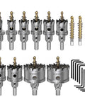 10 Piece Carbide Hole Saw Kit With Titanium Plated Pilot Bits For Metal Stainless Steel Iron Wood And Plastic Heavy Duty Cutter Set From 16mm To 32mm Includes Extra Bits on display