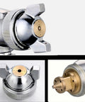 Close-up of nozzle head of High Output Pneumatic Paint Sprayer Featuring 400 Ml Top Cup Air Spray Gun for detailing work.