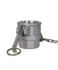 Pro Shop Gear Aluminum Camlock Fittings Pair 1 5 Inch Cam And Groove Hose Connectors Female Coupler With Female Npt Thread side view of an aluminum coupler.