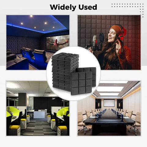 Game Changing High Density Acoustic Sound Foam Panels 12 Pack for home studios, offices, and recording spaces.
