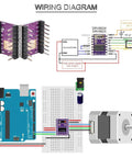 Wiring diagram for DRV8825 stepper motor driver 6 pack, showing connections and configuration for 3D printer and CNC machine.