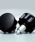 Built Tanky M20 Spring Loaded Indexing Plunger Dowel Pin With Dead Nut Secure Threaded Lock Screw For Precision Assembly And Heavy Duty Workshop Builds Pro Shop Ready Hardware, black knobs, threaded metal stem.