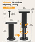 Adjustable Metal Furniture Legs Four Pieces 10 To 18 Inch Beefy Heavy Duty Replacement Feet For Sofa Couch Bed Frame Slats Cabinets Tables And Dressers With Rubber Non Slip Base