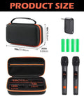 Durable Oxford Microphone Case For JBL Wireless Two Mic System Grab And Go Mic Storage Portable Box For Rechargeable Battery Receivers And Adapters Color A with product dimensions and accessories