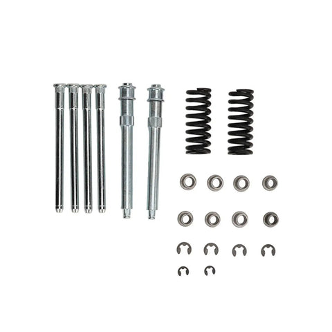 Door Hinge Pin Bushing Repair Kit With Spring Tool Direct Replacement Fits Chevy C1500 C2500 K1500 Trucks And SUVs Reduces Door Sag Smooth Opening And Closing Includes Hinge Roller Pin, pins and springs laid out on white