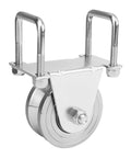 Joytrace heavy-duty 4-inch V-groove gate wheel kit with dual sealed bearings, silver metal mounting plate and bolts