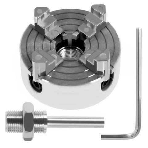 Rock Solid 4 Jaw Lathe Chuck Kit Zinc Alloy Self Centering Wood Turning Fixture With Precision Mounting Wrench And Sturdy Connecting Rod
