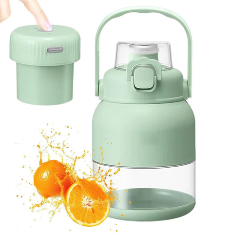 Portable Handheld Electric Citrus Juicer, Automatic Lemon And Orange Press With Ergonomic Non-Slip Grip For Quick One-Handed Fresh Juice Making On The Go Home Kitchen Or Travel with orange juice splash.