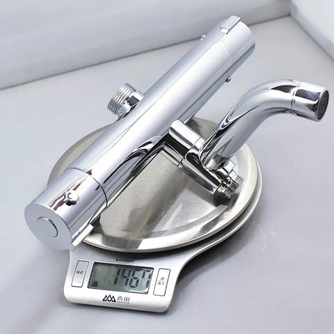 Heavy Duty Solid Brass Thermostatic Mixing Valve For Concealed Wall Piping featuring spot on temp control on scale.