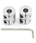 2 Pack 8mm to 8mm Shaft Couplings 25mm Long 20mm Diameter Aluminum Alloy Couplers, silver finish with hex key, for 3D printers and CNC machines