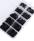 270 Piece Nylon Screws Assortment Kit With M2, M2.5, M3, M4, M5 Nuts And Washers In Black Nylon, Includes Transparent Storage Box