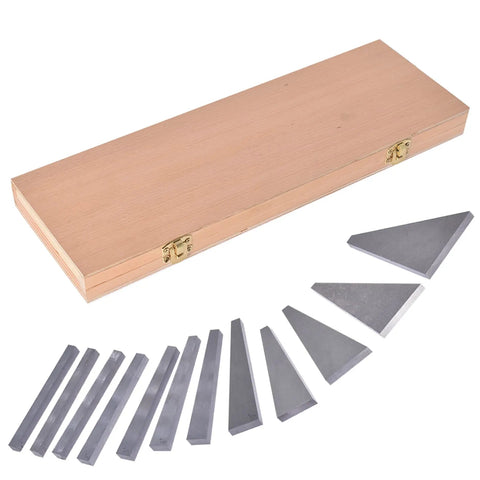 12 Piece Angle Gauge Block Set For Pro Grade Precision Machining 0.25 Inch Thick Hardened Steel Angles from 0 to 30 Degrees with Box
