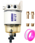 Marine Fuel Water Separator Filter Kit With 10 Micron Replacement For Outboard Engines, Fits Gasoline And Diesel