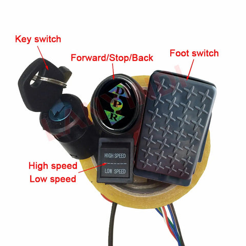 DIY 6V 12V 24V Wire Harness Conversion Kit For Ride On Toys With Pedal, Forward Stop, High And Low Switches, Replacement Parts